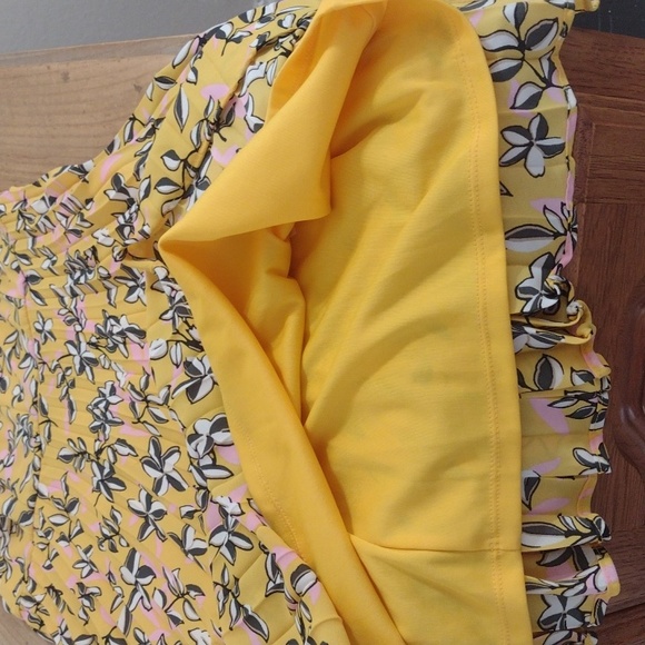 Banana Republic Yellow Floral Sleeveless Pleated Skirt Dress Size 6 - Picture 10 of 11